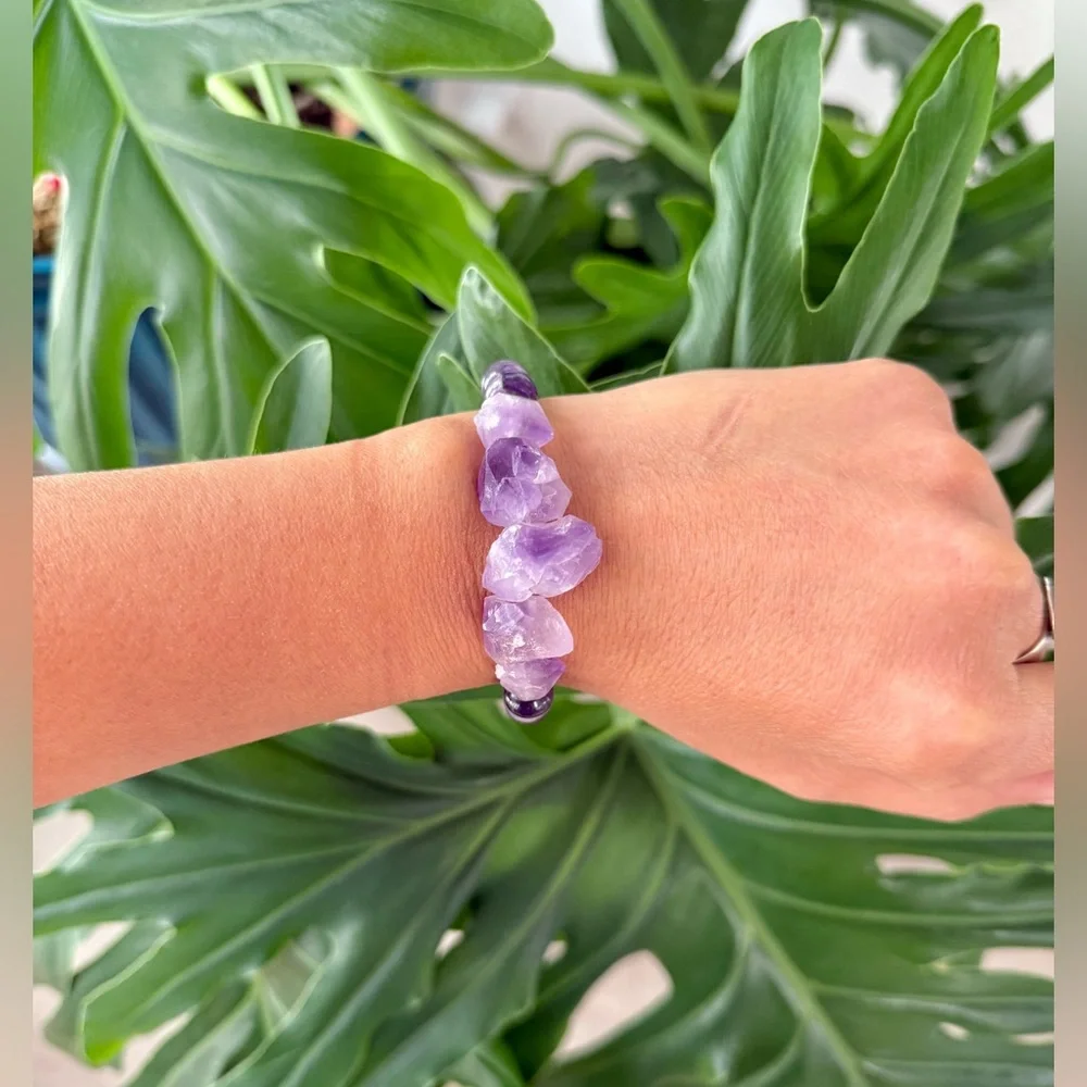 Amethyst Bracelet (one) || Handmade stretchy